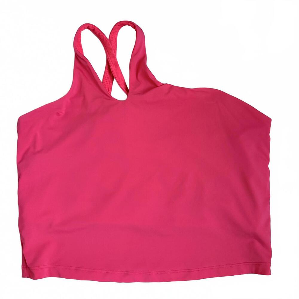 All in Motion | One Shoulder‎ Criss Cross Cropped Tank Top Bright Pink Size XXL